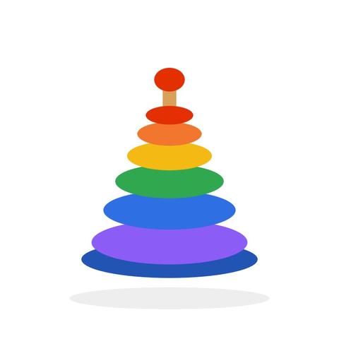 Stacking Rings Tower 7 Rings Wooden Base